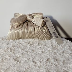 Loeffler Randall Women's Rochelle Pleated Metallic Clutch, Platinum, One…